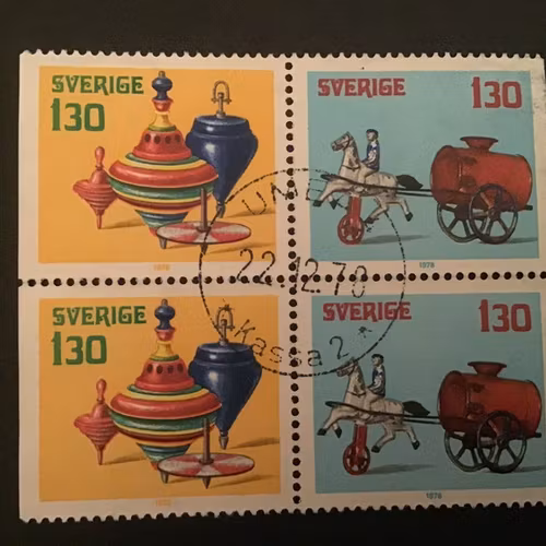 GAMLA LEKSAKER 1978 facit nr 1067 SX i LYXST 4-BLOCK UMEÅ 22.12.78