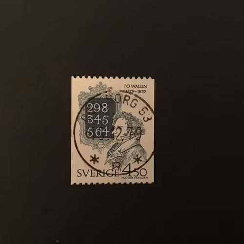 JOHAN OLOF WALLIN facit nr 1091 lyxstämplat GÖTEBORG 53