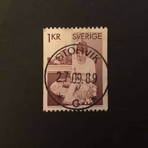 KNYPPLERSKA 1976 facit nr 955 A lyxstämplat STORVIK