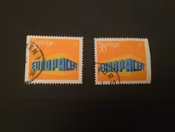 EUROPA CEPT 10 ÅR facit 653 B1+B2 stämplade märken