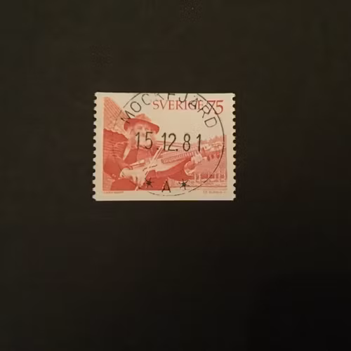 SPELMAN MED NYCKELHARPA 1975 facit nr 941 lyxstämplat MOCKFJÄRD