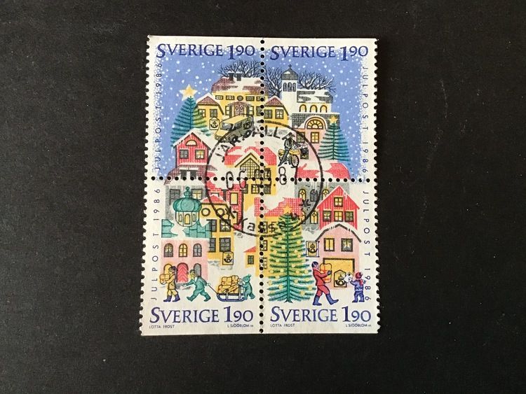 JULPOST 1986 facit nr 1426-1429 Lyxstämplat block JÄRFÄLLA