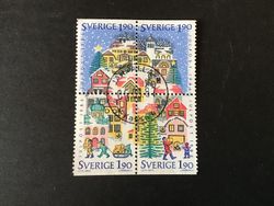 JULPOST 1986 facit nr 1426-1429 Lyxstämplat block JÄRFÄLLA