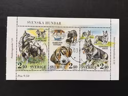 SVENSKA HUNDAR 1989, facit nr 1586-1588 stämplat block