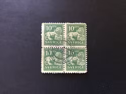 STÅENDE LEJON, facit nr 144 C i stämplat 4-block