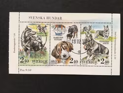 SVENSKA HUNDAR 1989, facit nr 1586-1588 stämplat block