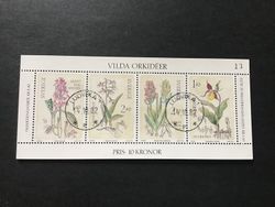 VILDA ORKIDEER facit nr 1222-1225 lyxstämplat block LUDVIKA 1