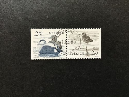 FÅGLAR VID VATTEN 1986 facit nr 1394 SX lyxstämplat par MÖLNDAL 1