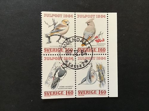 JULPOST 1984 facit nr 1324-1327 i lyxstämplat block MÖLNDAL 1