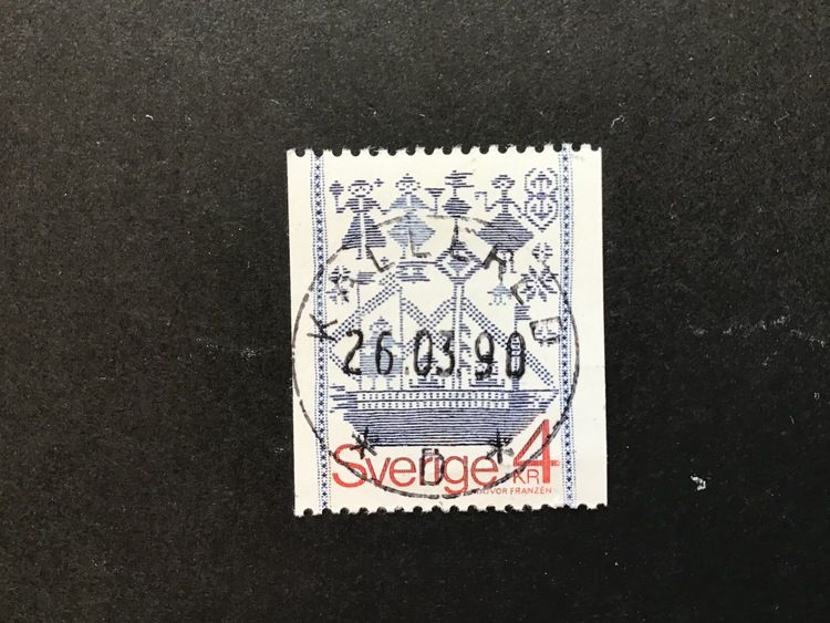 VÄGGTEXTIL 1979 facit nr 1073 lyxstämplat KÅLLERED
