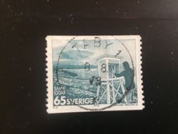 VÄDERLEKSTJÄNSTEN 100 ÅR facit nr 823 lyxstämplat TÄBY 1