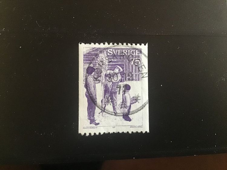 JULFÖRBEREDELSER 1977 facit nr 1021 praktstämplat KORSKROGEN