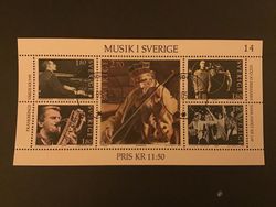MUSIK I SVERIGE  facit nr 1270-1274 lyxstämplat block SÖDERHAMN 1