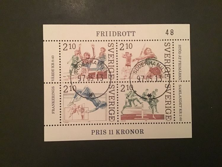 FRIIDROTT facit nr 1420-1423 lyxstämplat block SÖDERHAMN 1