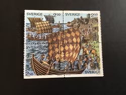 VIKINGAR 1990, facit nr 1614 och 1615 SX i stämplat 4-block