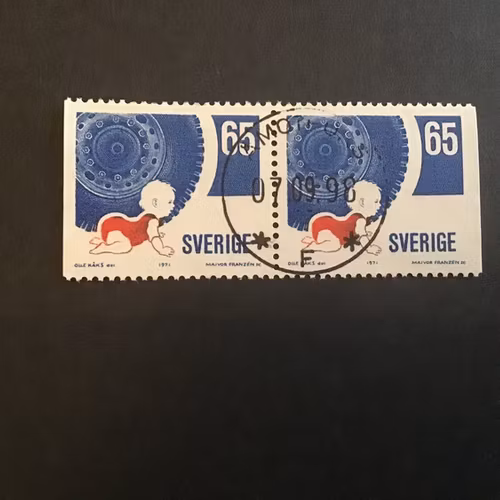 TRAFIKSÄKERHET facit nr 739 BB lyxstämplat par ÅMOTFORS