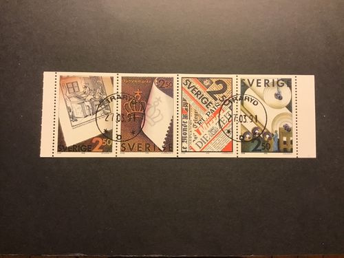 MASSA OCH PAPPER 1990 facit nr 1636-1639 lyxstämplat block TRARYD