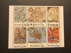 SVENSKA KARTOR 1991 facit nr 1672-1677 lyxstämplat block TRARYD