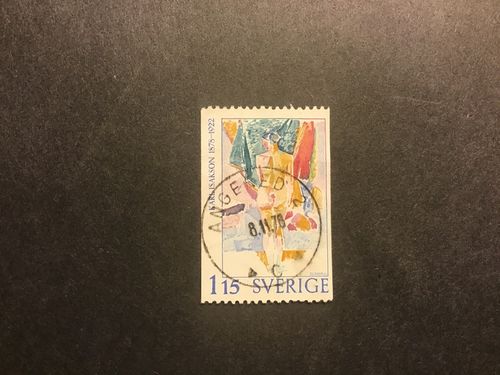 TRE SVENSKA KONSTNÄRER facit nr 1052 praktstämplat  ANGERED 2