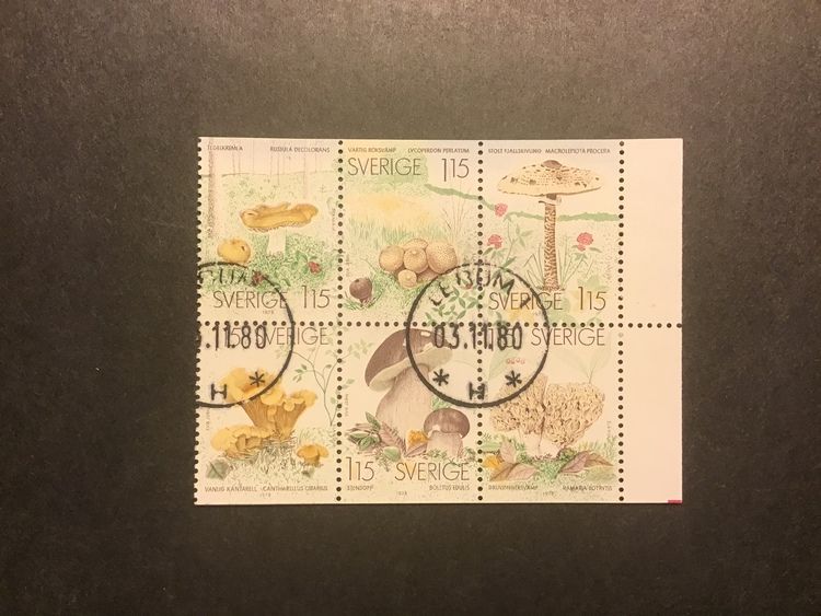 SVAMPAR 1978 facit nr 1056-1061 lyxstämplat block LERUM