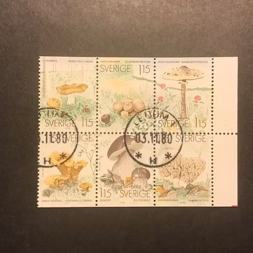 SVAMPAR 1978 facit nr 1056-1061 lyxstämplat block LERUM