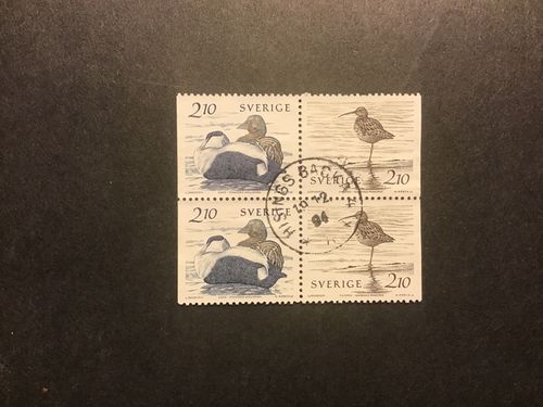 FÅGLAR VID VATTEN 1986 facit nr 1394 SX praktstämplat block HISINGS BACKA