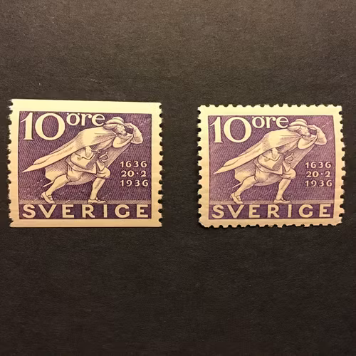 POSTVERKET 300 ÅR 1936 facit nr 247 A och 247 C postfriska märken