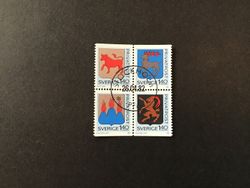 Rabattmärken IV facit nr 1206-1209 lyxstämplat 4-block STOCKHOLM