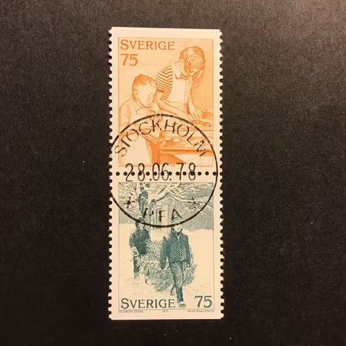 JULFÖRBEREDELSER 1977 facit nr 1023 SX lyxst. Par STOCKHOLM PFA