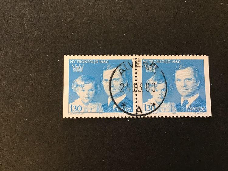NY TRONFÖLJD 1980 facit nr 1118 BB  lyxstämplat par ALVESTA