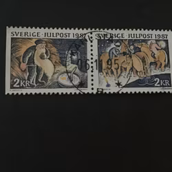 JULPOST 1987 facit nr 1475 SX lyxstämplat par KARLSTAD 4