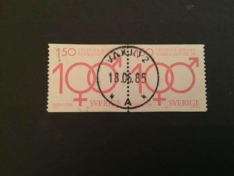 FREDRIKA BREMERFÖRBUNDET facit nr 1309 lyxstämplat par VÄXJÖ 2