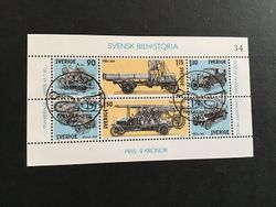 Svensk Bilhistoria facit nr 1135-1140 lyxstämplat block YSTAD