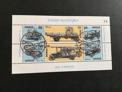 Svensk Bilhistoria facit nr 1135-1140 lyxstämplat block YSTAD