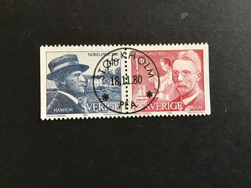 Nobelpristagare 1920 facit nr 1147 SX lyxstämplat par STOCKHOLM
