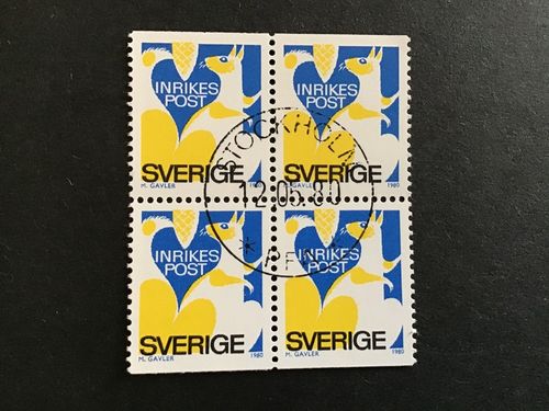 RABATTMÄRKE II 1980 facit nr 1122 BB i lyxstämplat 4-block STOCKHOLM