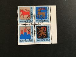 Rabattmärke IV facit nr 1206-1209 lyxstämplat 4-block STOCKHOLM
