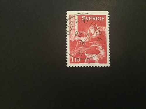 JULFÖRBEREDELSER 1977 facit nr 1025 lyxstämplat BJÖRNLUNDA
