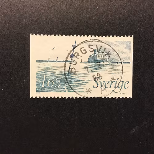NYA SJÖMÄRKEN facit nr 1214 PRAKTSTÄMPLAT BURGSVIK