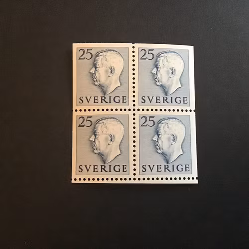 GUSTAF VI ADOLF TYP I facit nr 406 Bb och 406 DD 1 i postfriskt 4-block