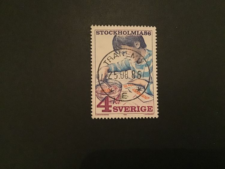 STOCKHOLMIA 86 IV facit nr 1392 LYXSTÄMPLAT TRANEMO