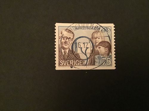 SVERIGES RADIO 50 ÅR 1974 facit nr 906 LYXSTÄMPLAT STOCKHOLM  BAN