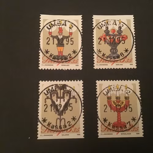 JULPOST 1995 facit nr 1930-1933 LYXSTÄMPLAD SERIE UMEÅ 2