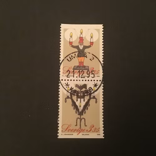 JULPOST 1995 facit nr 1932 SX LYXSTÄMPLAT PAR UMEÅ 2