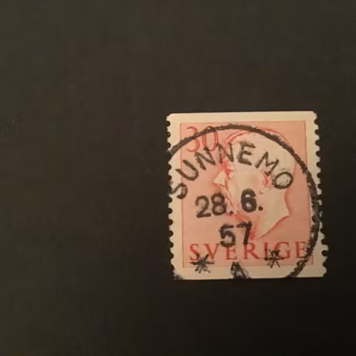 GUSTAF VI ADOLF TYP I facit nr 410 PRAKTSTÄMPEL SUNNEMO