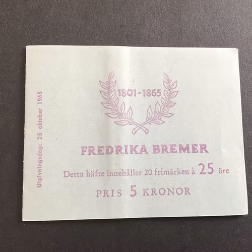 FREDRIKA BREMERFÖRBUNDET POSTFRISKT HÄFTE 1x20