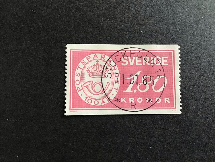 POSTSPARANDET 100 ÅR facit nr 1286 LYXSTÄMPLAT STOCKHOLM 16