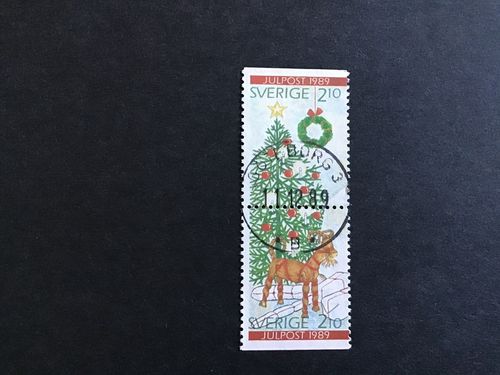 JULPOST 1989 facit nr 1596 SX LYXSTÄMPLAT PAR GÖTEBORG 3