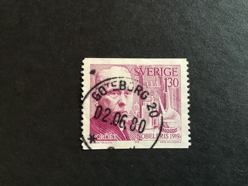 NOBELPRISTAGARE 1919 facit nr 1110 PRAKTSTÄMPLAT GÖTEBORG 20