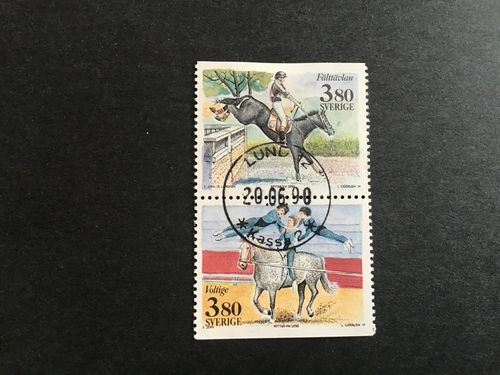 RYTTAR VM 1990 facit nr 1622 SX LYXSTÄMPLAT LUND 12